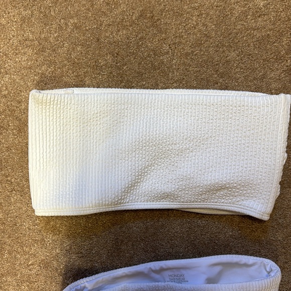 Monday Swimwear - Small - WHITE TWO PEICE BANDEAU TOP HIGH RISE BOTTOM - Picture 5 of 5